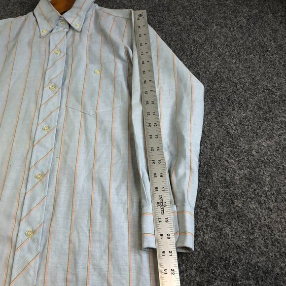 Carol Brent Vintage Work Shirt Dress 7 8 Blue Orange Button 60s 70 Made Japan - Picture 2 of 12